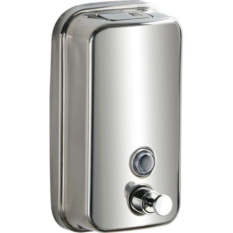 Distributeur de savon mural compact de 500 ml, distributeur de savon manuel en acier inoxydable, distributeur de savon commercial adapté aux salles de bains, cuisines, marchés, hôtels et restaurants. (1/5)
