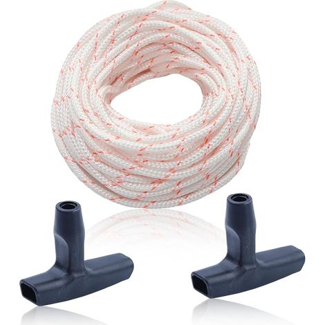 10 Mètres 3.5mm Cordon de Traction Kit Corde de Démarrage pour Stihl/Husqvarna/Craftsman Tronçonneuses Tondeuses à gazon Débroussailleuse avec 2 Poignée de démarrage (3.5mm) (1/5)