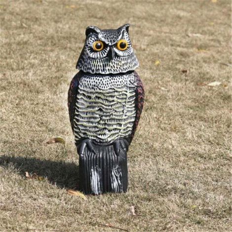 Effaroucheur d'oiseau réaliste tête rotative son hibou rôdeur leurre répulsif Protection antiparasitaire épouvantail jardin cour déplacer.. (1/4)
