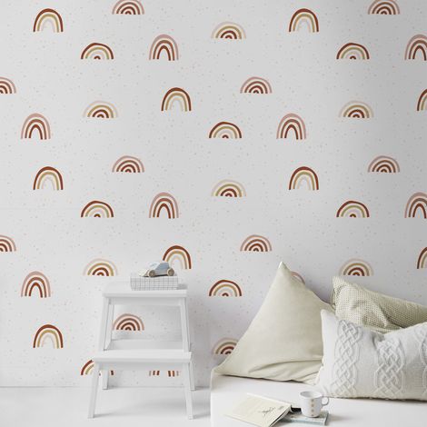 Papier peint intissé à motif arcs en ciel multicolores 1005 x 52cm – Résistant à la lumière – Entretien facile avec éponge humide – Superfresco Easy