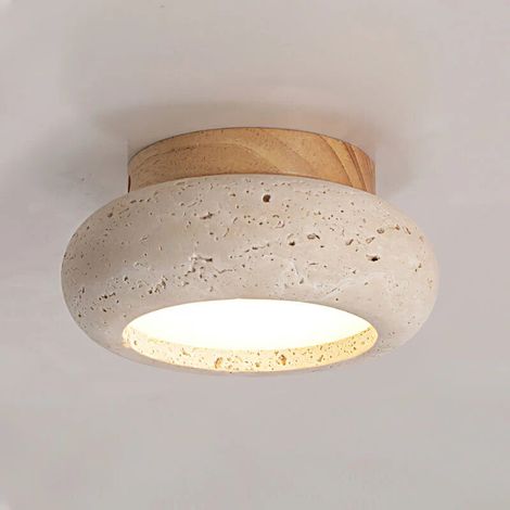 Plafoniera a LED da 15 cm, lampada da soffitto in pietra naturale, piccolo lampadario a incasso, applique vintage, lampada in pietra, luce calda