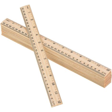 Ruler Bois - 30 Cm 12 Pouces Double Face - Échelle Métrique Et Impériale - Pour Bureau École Maison - Lot De 10 (1/5)