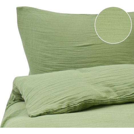 Bettwäsche-Set SUMNER Baumwollmusselin 220 x 240 cm Grün