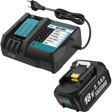 Kit Chargeur Adaptateur Batterie pour Perceuse avec Batterie 18 V 5,0 Ah pour BL1860B BL1860 BL1850 BL1840 avec Indicateur de Charge LED (1/5)