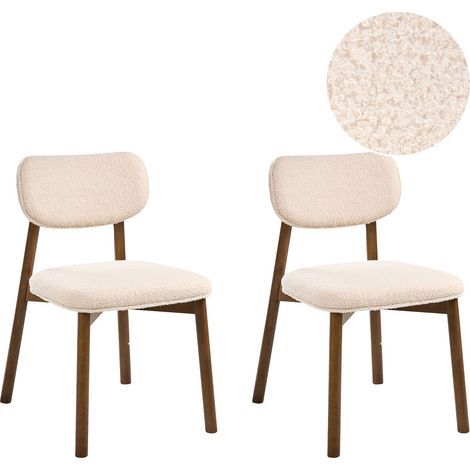 Esszimmerstuhl 2er Set MILLS Bouclé Braun / Hellbeige