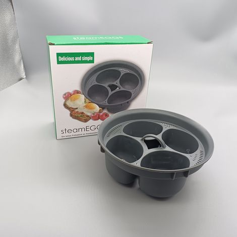 Cuiseur à œufs 4 en 1 pour Thermomix TM5 TM6 Accessoire de cuisson à la vapeur gris pour machine Thermomix Moule à cuire les œufs pour petit-déjeuner maison (1/4)