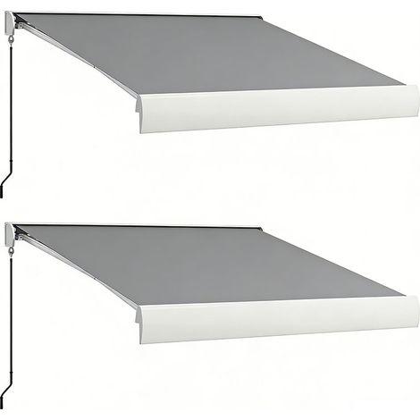 2er-Set  gelenkarmmarkise 3m Elektrische Markise mit Handkurbel & Fernbedienung, Balkonmarkise Sonnenschutz aus Aluminium in Hellgrau