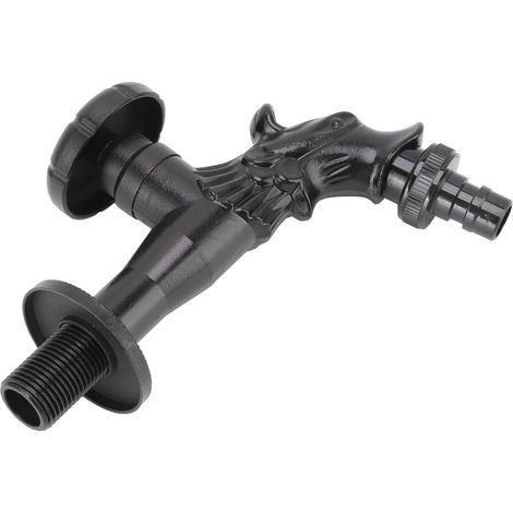 Robinets muraux noirs en forme de cheval, filetage intérieur G1/2, laiton sculpté vintage, décoration extérieure de jardin, pour lave-linge, serpillière et WC. (1/5)
