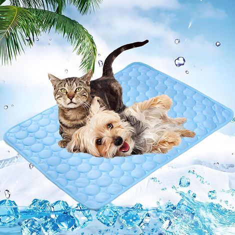 Kühlmatte für Hunde und Katzen, waschbare, selbstkühlende Haustiermatte, für den Innen- und Außenbereich sowie für das Auto (blau) (1/5)