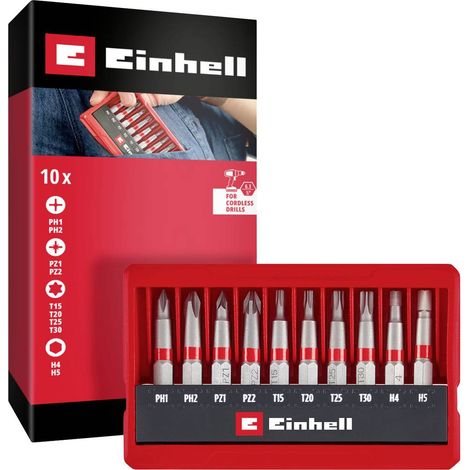 Einhell Bit Taschenbox 10tlg 118643 Kit inserti PH, PZ, Brugola interna, TX (1/2)
