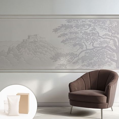 Papier peint intissé mural avec imprimé motifs décoratifs - style contemporain - Colle incluse gratuite Paysage de château 250x104 cm (1/5)