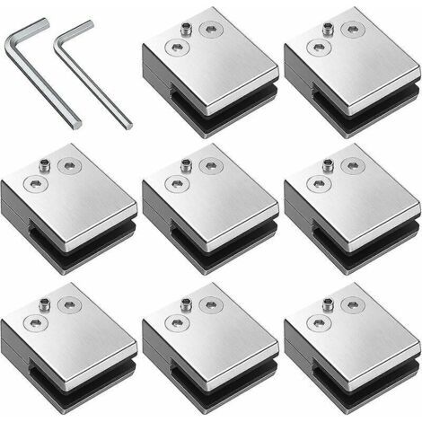 Pinces à verre réglables 8 PCS – Acier inoxydable 304 – Épaisseur de verre 8-10 mm – Support balustrade d'escalier (1/5)