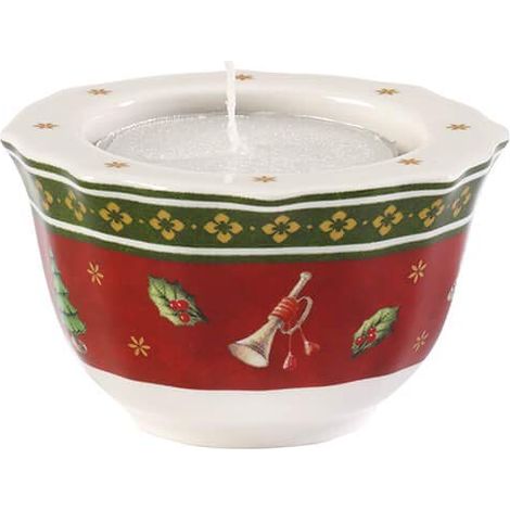 Villeroy & Boch - Toy's Delight Portacandeline Bianco,Rosso, Decorazione Natalizie, Decorazioni, Porcellana Premium,Cera (1/2)