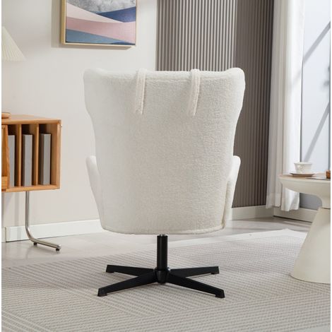 Polstersessel aus Metall, cremeweiß, 360° drehbar, 74 x 86,5 x 102 cm (1/4)