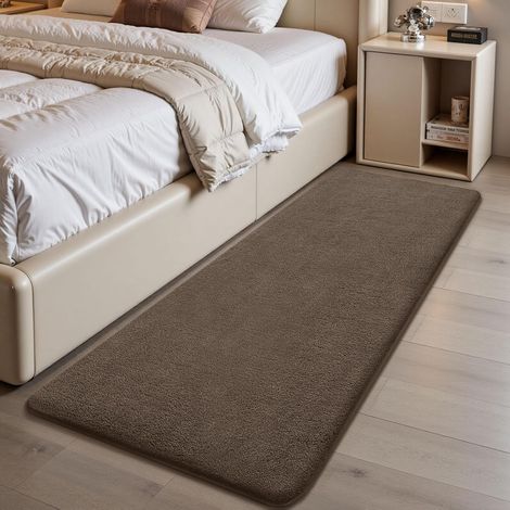 Sour Lemon Tapis Moelleux à Poils Courts, Tapis de Passage pour Salon, Descente de lit Chambre, Antidérapant, Lavable, Design Moderne, Doux, Couleur: Taupe, Dimension: 80x150 cm (1/5)