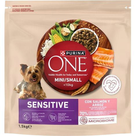 PURINA ONE MINI pour chiens sensibles Saumon et riz 1,5 kg (1/3)