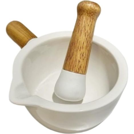 Ensemble mortier et pilon pour la cuisine - Presse-ail et broyeur manuel traditionnel, outil de cuisine rustique pour la maison et le restaurant (1/5)