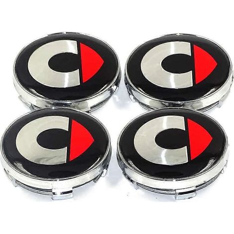 Enjoliveur de roue central autocollant de 60 mm pour Mercedes-Benz Smart Fortwo 451 453 Forfour 450 452 454 Cabriolet Roadster. Couleur : Noir/Rouge. (1/4)
