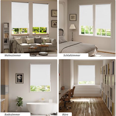 WOLTU Verdunklungsrollo ohne Bohren Klemmfix, Thermorollo Fensterrollo Blickdicht easyfix Verdunkelung Rollos, Sichtschutz und Sonnenchutz für Fenster, Tür, 120x150cm (BxH), Weiß (1/5)
