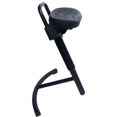 Assis-debout STIER avec châssis en acier noir, hauteur d'assise 645-825 mm, assise en PU (1/5)