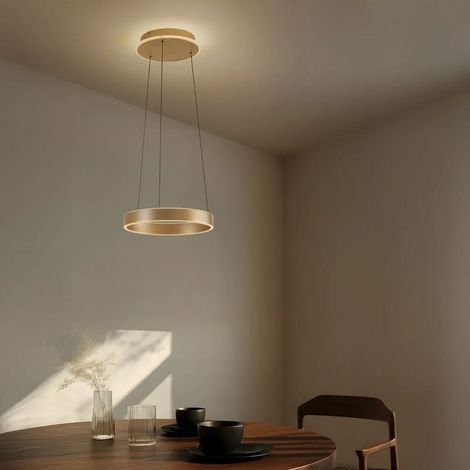 [NEUWERTIG] B-Ware Lucande LED Pendant Light Tindra, Ø 40 Cm, Gold, Dimmable (1/2)