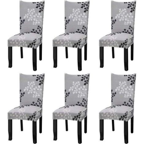 Universelle Stretch-Stuhlhussen, 6er-Set, Stuhlhussen für Esszimmerstühle, Herbstlaub-Design