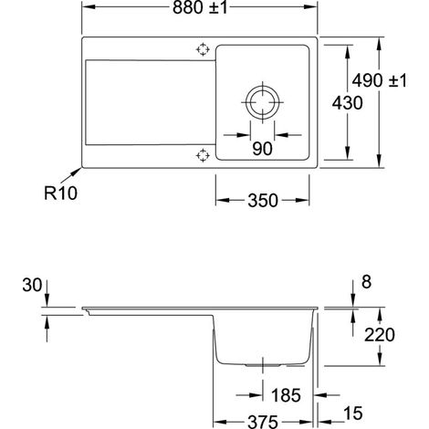 Villeroy & Boch 33350FFU SP Siluet 50 plat 880x490 mm IB