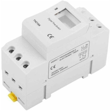 Interrupteur Minuterie THC15A 16A Programmable Rail DIN Digital avec Déclenchement Horaire et Reprise Automatique (1/5)