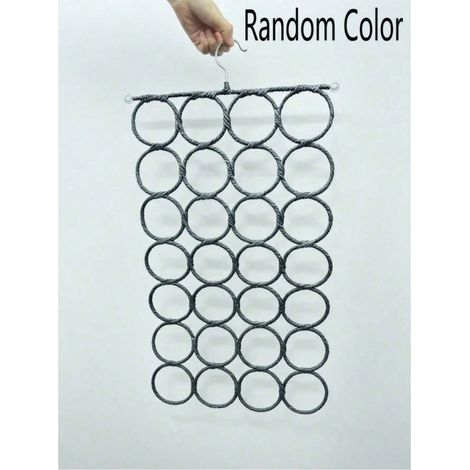 Cintre pliable à 28 anneaux - organisateur gain de place pour foulards, cravates, ceintures et chaussettes pour la chambre, la salle de bain et le salon (couleur aléatoire) (1/5)