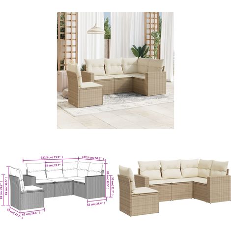 5-tlg. Garten-Sofagarnitur mit Kissen Beige Poly Rattan - Gartensofas - Outdoor Möbel - Lounge Set - Rattan Sofa - Gartenlounge - Home & Living (1/3)