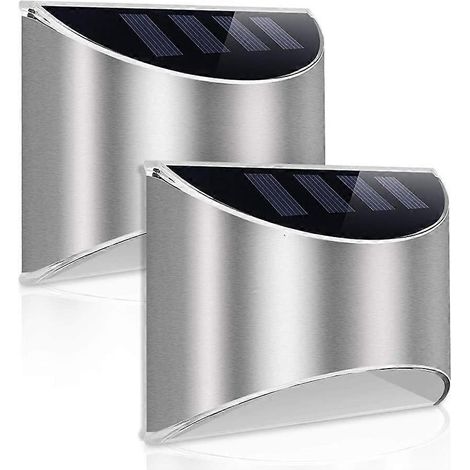 Lot de 2 appliques solaires murales étanches pour terrasse, escalier, jardin ou clôture, à énergie solaire, installation facile, pour entrée, allée, extérieur, gain de place (1/5)