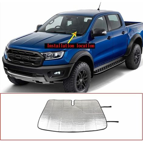 Sonnenschutz für die Windschutzscheibe des Autos, blockiert UV-Strahlen, hält Ihr Fahrzeug kühl und frei von Schäden, einfach zu verwenden, für Ford Ranger 2015–2021 (1/5)