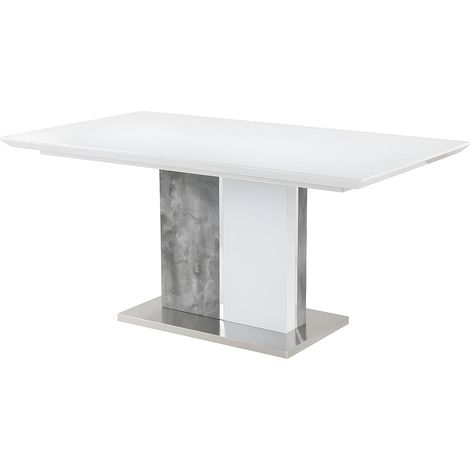 Tavolo da pranzo allungabile da 6 a 8 coperti MDF Bianco e calcestruzzo - EREN