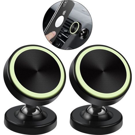 (Farbe: Schwarz + Schwarz) 2er-Pack tragbare magnetische Autohalterung, magnetischer Handyhalter, 360°-Drehung, kompatibel mit allen Smartphones (1/5)