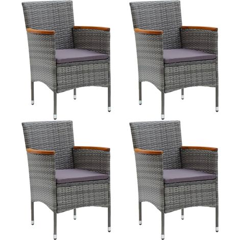Garten-Essstühle 4 Stk. Poly Rattan Grau vidaXL