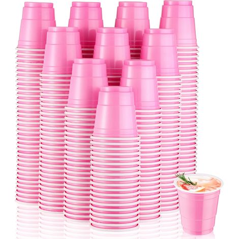 Irovami Lot de 100 verres à shot jetables de 6 cl en plastique pour dégustation de vin, transparents et incassables, parfaits pour les mariages, événements, traiteurs et buffets (rose)