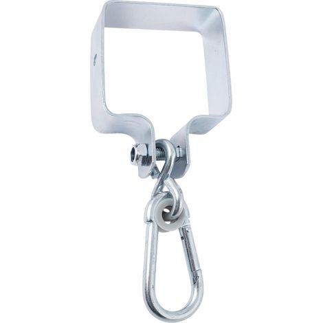 Gancho de columpio – Con manguito y mosquetón – 90 x 90 mm – Carga máxima: 200 kg – 1 pieza – Galvanizado/Gancho para andamios/Gancho de columpio neumático/Gautsche/Hat / (1/5)