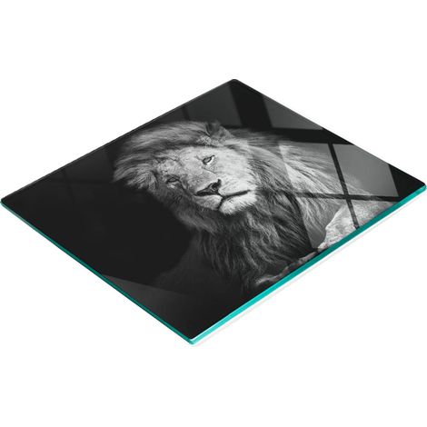 Vassoio decorativo in vetro con grafica di leone per servire snack, 60x52 cm (1/5)
