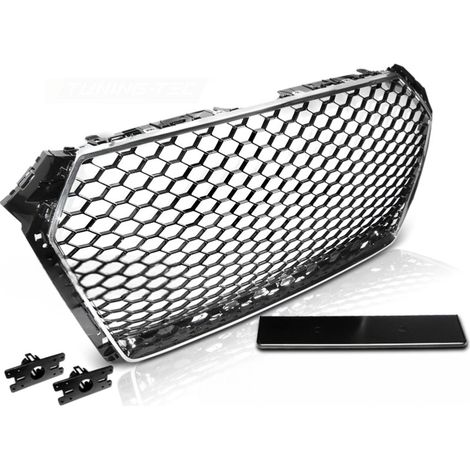 Calandre pour Audi A4 B9 de 2015 a 2019 Look Sport Chrome et noir-31771658 (1/4)