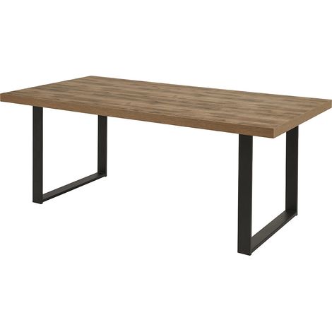 JENNA - Table 170cm Aspect Bois Piètement U Métal Poudré Noir (1/2)