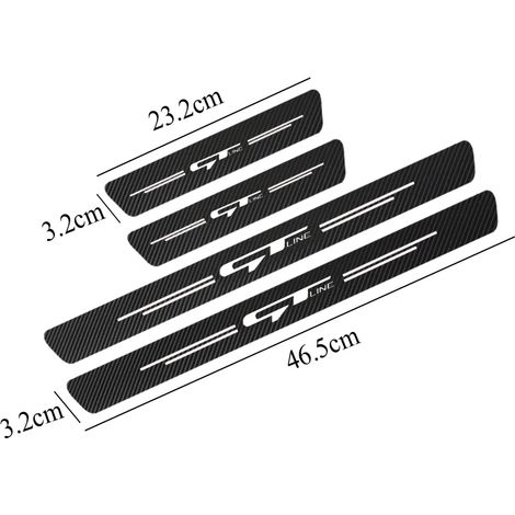 (GTLINE BLANC) 4 protections de seuil de porte autocollantes en fibre de carbone pour Peugeot 206,308,407,508,3008,5008,Kia Forte,Cerato,Rio 3,4,K5 GT Line 2021 (1/3)