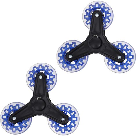 Roues Monte-escaliers Triangulaires Bleues pour Chariot de Courses Pliable Lot de Deux, Fer et Plastique, Compatibilité, Manœuvre Facile, Usage Escalier (1/5)