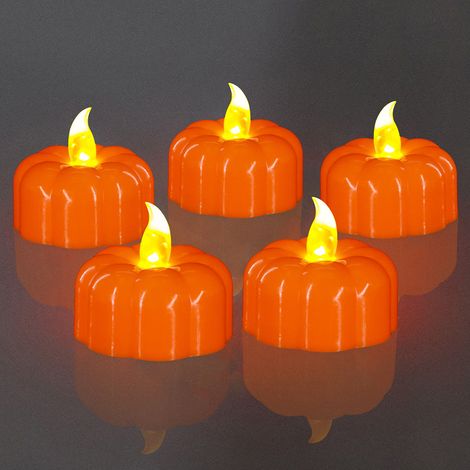 Leuchtende Herbstdekorationen - Set mit 12 LED-Kürbislaternen, batteriebetriebenen, flammenlosen Kerzen, für ein warmes Ambiente an Halloween, Thanksgiving und als Tischdekoration.