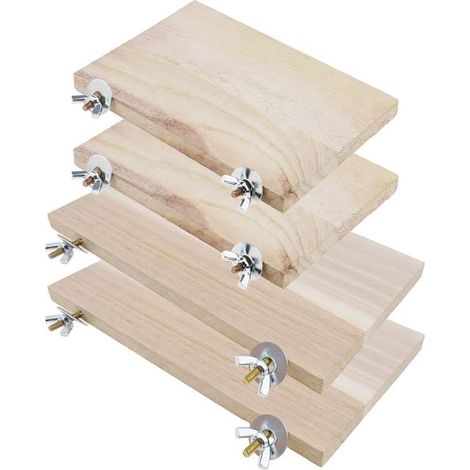 Chinchilla Hamster Rectangle Wooden Spring Board with Screw Nut Washer for Small Animals (1/4)