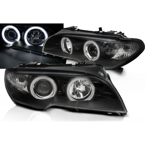 Paire de phares BMW serie 3 E46 Coupe de 2003 a 2006 xenon angel eyes CCFL noir-27361171 (1/4)