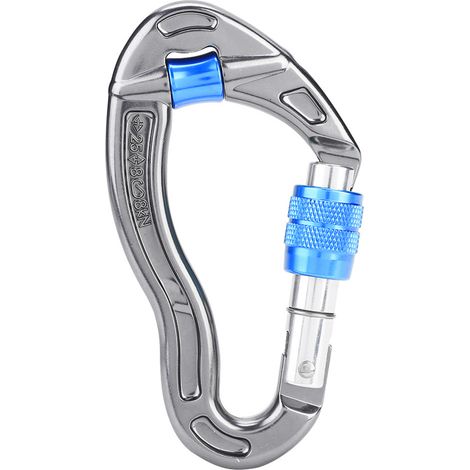 Mousqueton à vis de verrouillage 25 kN pour équipement de secours en escalade et alpinisme (bleu)