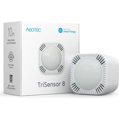 Aeotec TriSensor 8 - Multisensore 3 in 1, movimento in raggio di 10 m, temperatura in °C, luce in Lux, Z-Wave Gen8, Long Range, Hub richiesto, funziona con SmartThings, Homey, HomeAssistant (1/4)