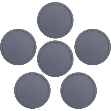 YMYNY Dessous de verre 6 pièces antidérapant en silicone lavable pour la maison et l'extérieur Gris
