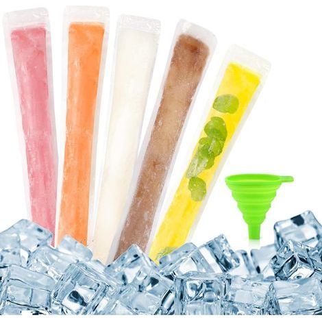 Sac Pour Glace - 55 x 280 mm - Fermeture Zip - En PET+PE - Pour Yaourt Congelé Et Préparations DIY - 100 Pièces (1/5)