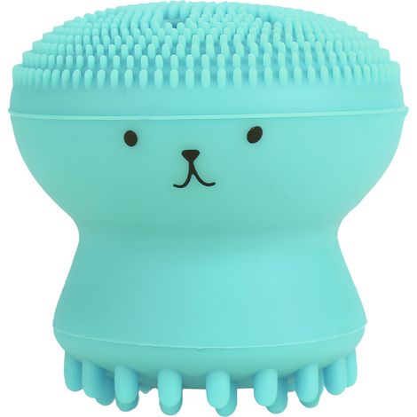 Brosse nettoyante visage exfoliante anti-gras massage méduse pieuvre outil lavage vert (1/5)
